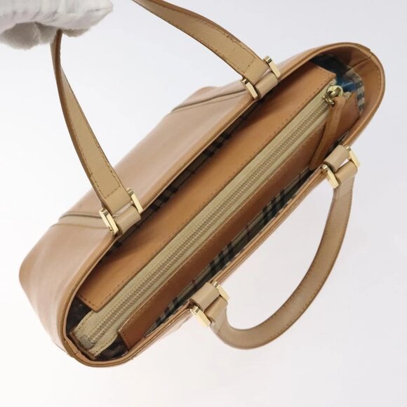 BURBERRY Hand Bag Leather Beige Gold Auth BA1806 - Picture 7 of 16